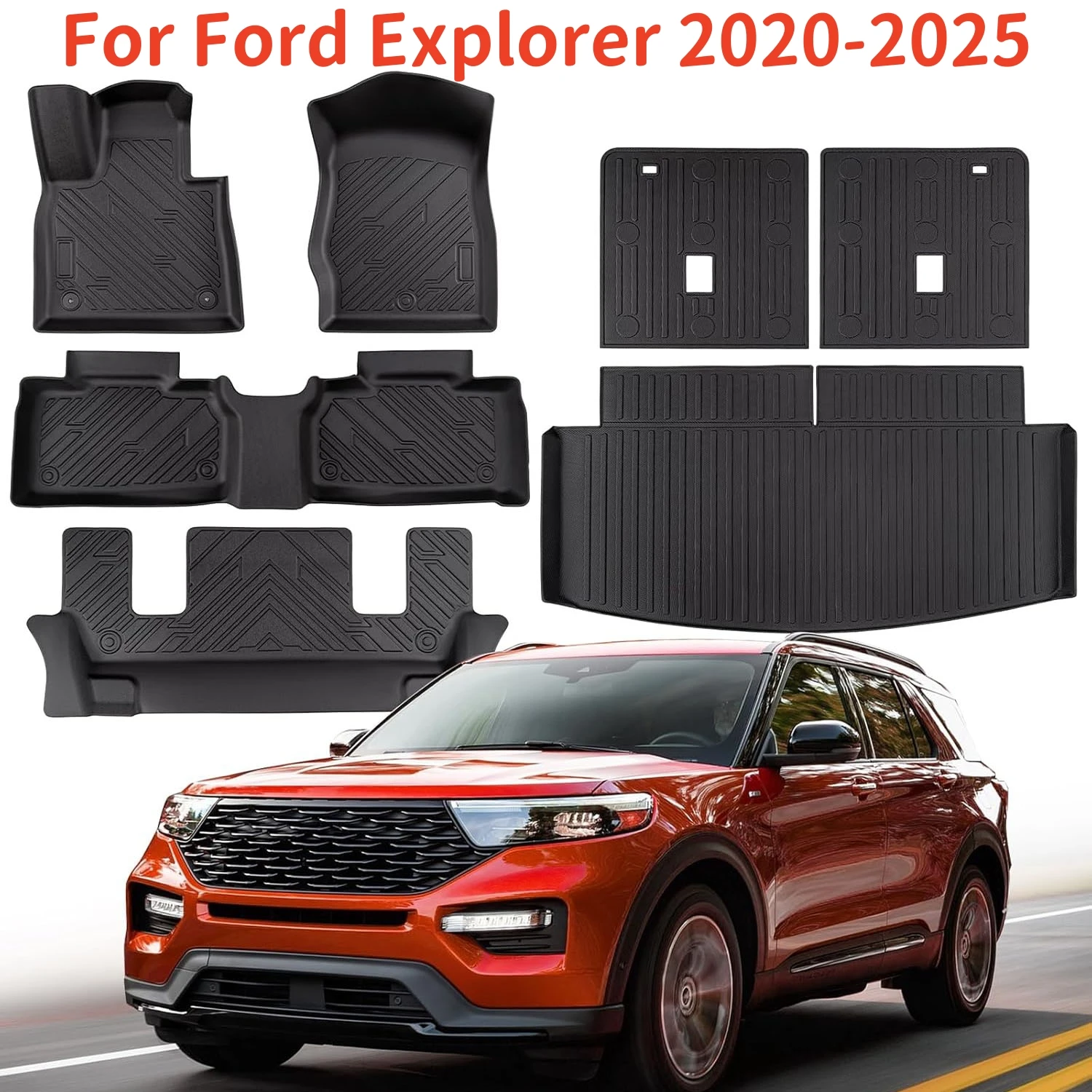for ford explorer 2020 2025 tpe floor mats & trunk mat, all weather boot liners backrest mats tpe heavy duty pad for ford explorer 2020 2025 tpe floor mats & trunk mat, all weather boot liners backrest mats tpe heavy duty pad