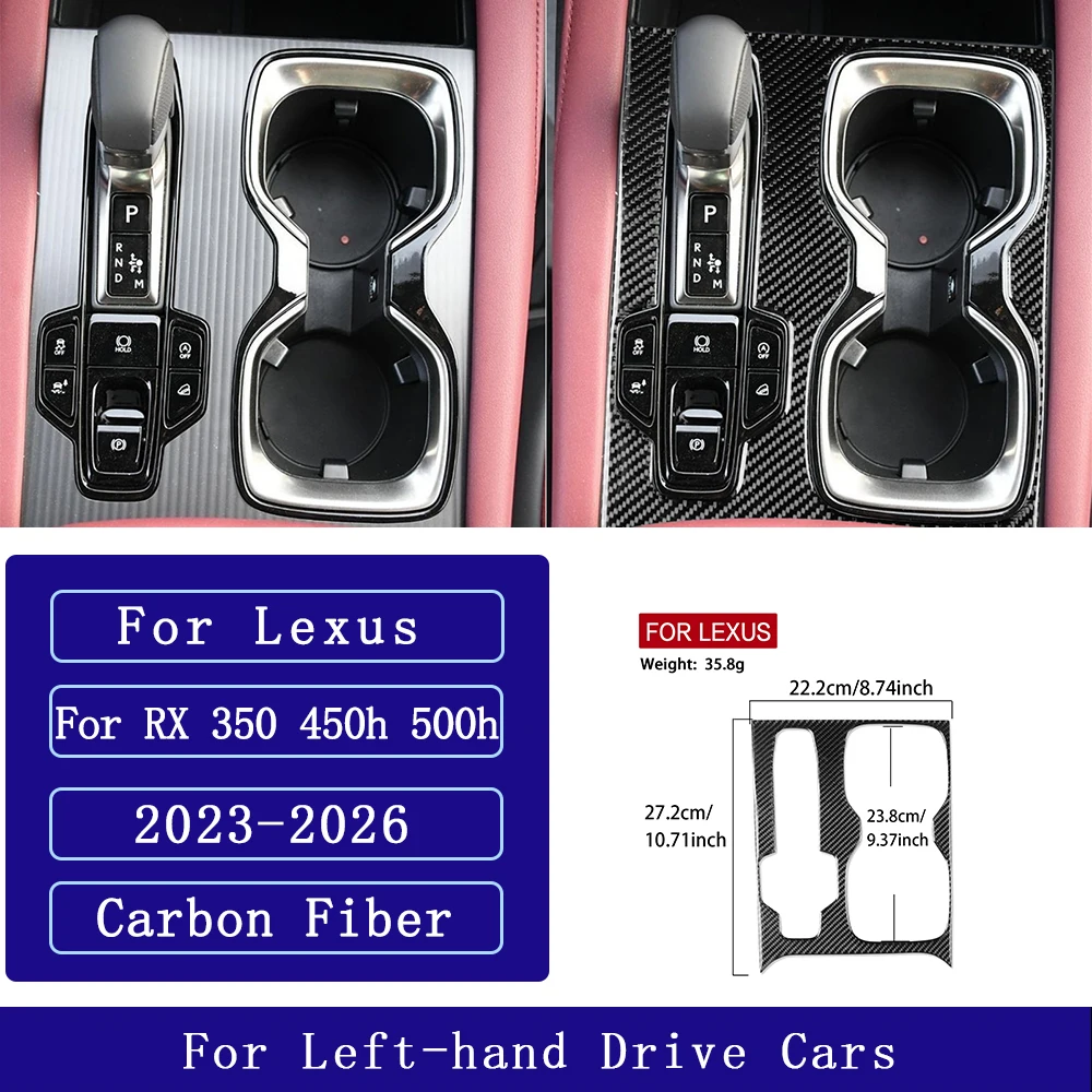 for lexus rx 300 350h 500h 2023 2026 carbon fiber central gear shifter water cup panel car inside decorative sticker for lexus rx 300 350h 500h 2023 2026 carbon fiber central gear shifter water cup panel car inside decorative sticker