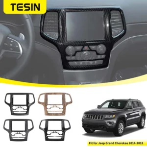 tesin central control navigation panel decoration cover for jeep grand cherokee 2014 2015 2016 2017 2018 interior accessories