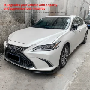 car carbon fiber look gloss black front bumper splitter lip body kit spoiler deflector accessories abs for lexus es 2018 2022