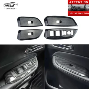 4pcs abs carbon fiber color window glass lift trim switch button panel interior decorative for honda city 2020 2024