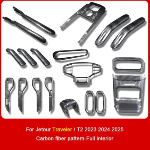 carbon fiber interior upgrade overlay covers,for jetour traveler t2 2023 2024 2025,rear air outlet center gear shift panel parts