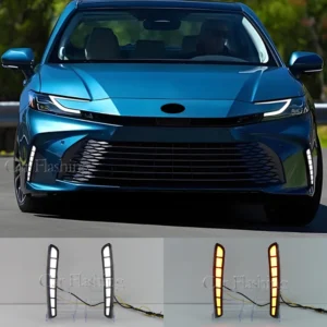 car led drl for toyota camry le xle 9th gen 2024 2025 daytime running lights with turn signal fog lamp front bumper lights