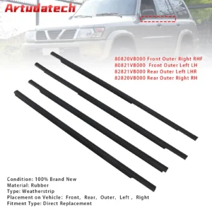artudatech 4pcs door window weatherstrip mould kit for patrol y61 gu