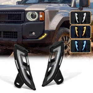 for toyota land cruiser prado 250 lc250 2024 2025 led drl daytime running lights turn signal lamps white yellow blue daylights