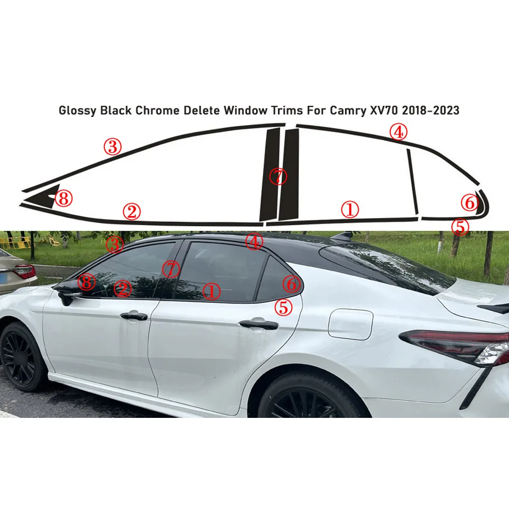 glossy black pvc car window decorative strip sticker for camry xv70 2018 2023 exterior protection accessory glossy black pvc car window decorative strip sticker for camry xv70 2018 2023 exterior protection accessory