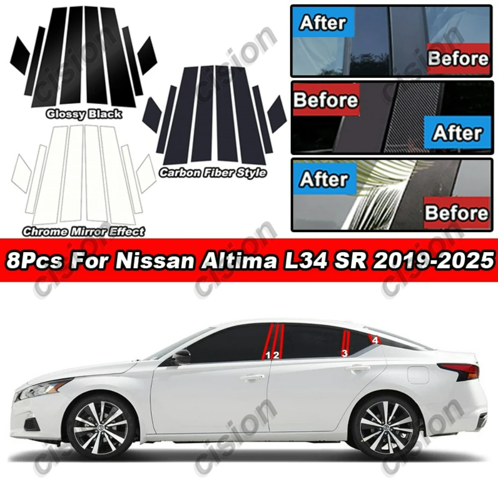 car door middle b c pillar post cover trim mirror effect styling for nissan altima l34 sr 2019 2025 window center column sticker car door middle b c pillar post cover trim mirror effect styling for nissan altima l34 sr 2019 2025 window center column sticker