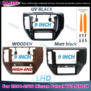 uaxdd 2 din car for 2004 2016 nissan patrol y61 9inch left hand drive android frame kit panel fascia cable video dashboard dvd