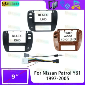 hiirode car android radio stereo player frame fascia for nissan patrol y61 1997 2005 panel power cable wiring harness canbus