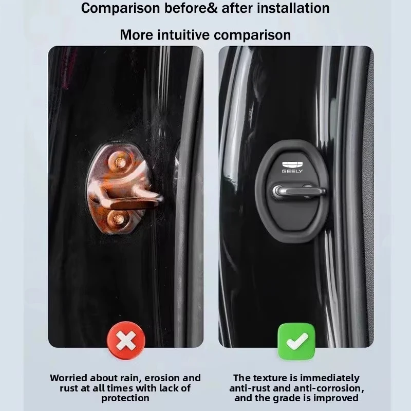 4 piece geely car door lock protective cover, stylish design, reduces door closing noise, beautiful car 4 piece geely car door lock protective cover, stylish design, reduces door closing noise, beautiful car