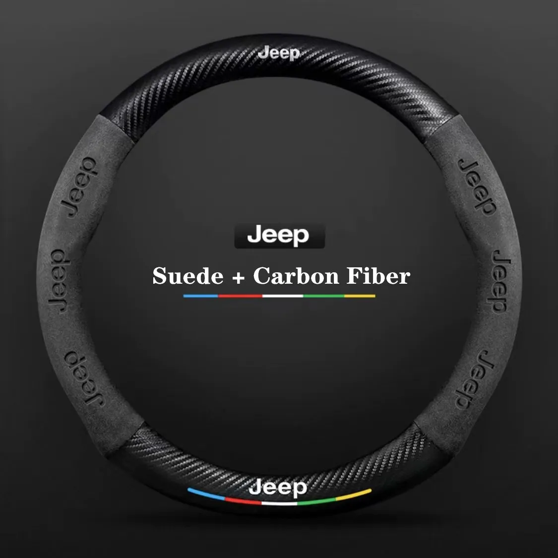 jeep grand cherokee wrangler renegade patriot commander compass wagoneer gladiator carbon fiber suede car steering wheel cover jeep grand cherokee wrangler renegade patriot commander compass wagoneer gladiator carbon fiber suede car steering wheel cover