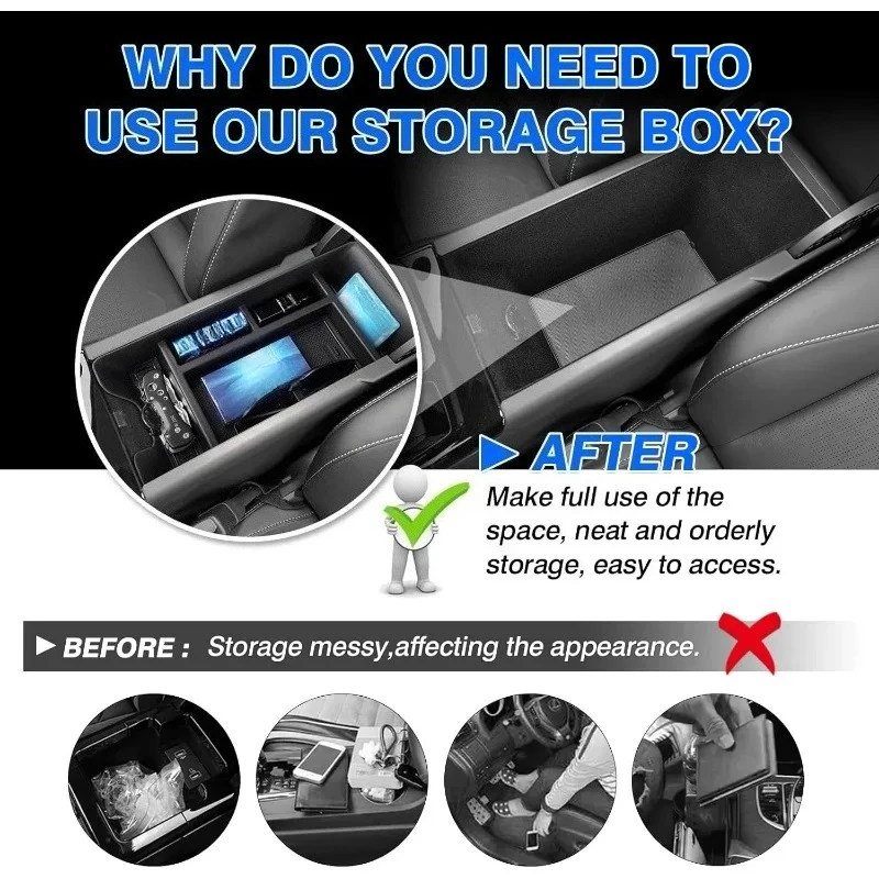 for toyota camry xv80 2025 center console armrest organizer tray durable abs black storage box with divider car for toyota camry xv80 2025 center console armrest organizer tray durable abs black storage box with divider car
