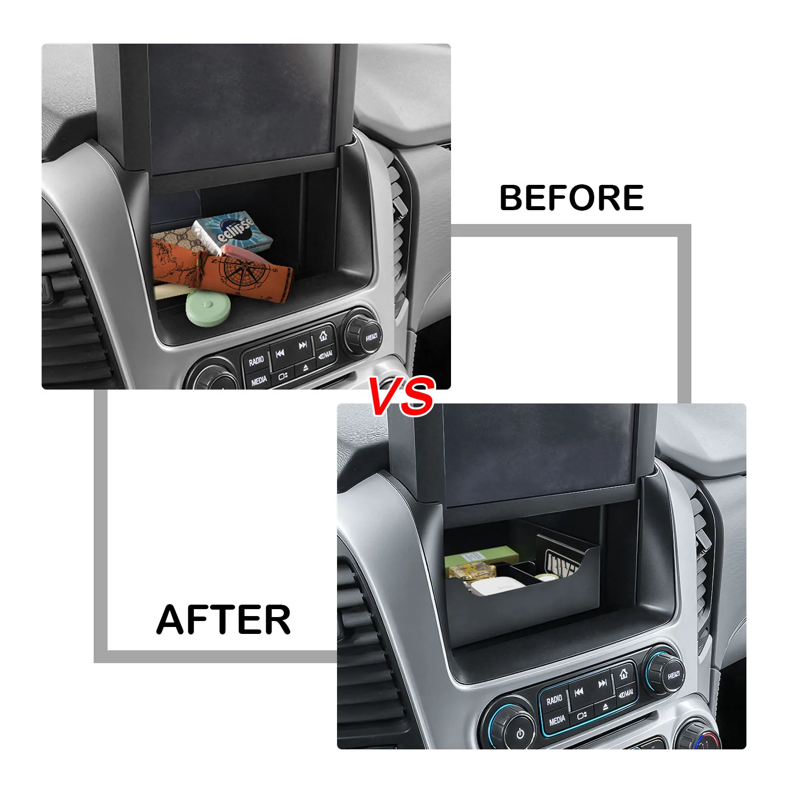 center console navigation screen rear tray drawer storage box organizer for 2015 2020 gmc yukon/2015 2020 chevy suburban/tahoe center console navigation screen rear tray drawer storage box organizer for 2015 2020 gmc yukon/2015 2020 chevy suburban/tahoe