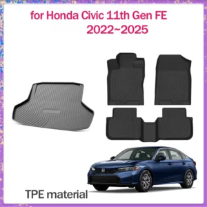 car floor mat for honda civic 11th gen fe fl 2022~2025 tpe foot interior liner waterproof trunk pad carpet custom accessories