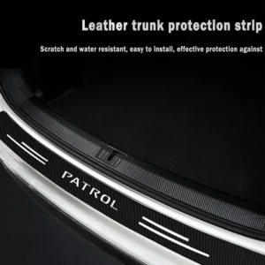 car rear trunk door sill plate protector bumper guard sticker for nissan patrol y60 y61 y62 logo carbon fiber anti scratch decal