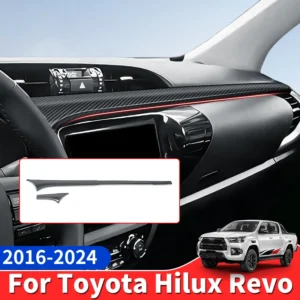for toyota hilux revo sr5 2016 2024 pickup truck dashboard trim strip fiber texture abs interior upgrade protection accessories