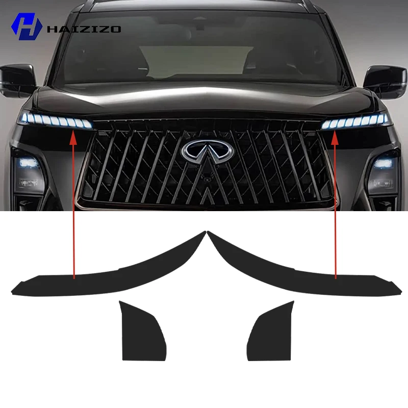 for infiniti qx80 2025 2026 smoke black tpu headlight protection film anti scratch & uv resistant easy install vinyl wrap kit for infiniti qx80 2025 2026 smoke black tpu headlight protection film anti scratch & uv resistant easy install vinyl wrap kit