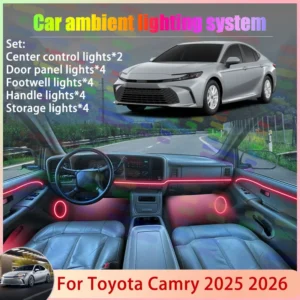 for toyota camry mk9 xv80 2025 2026 2/18 in 1 car atmosphere light lamp rgb shade ensemble streamer atmosphere set accessories