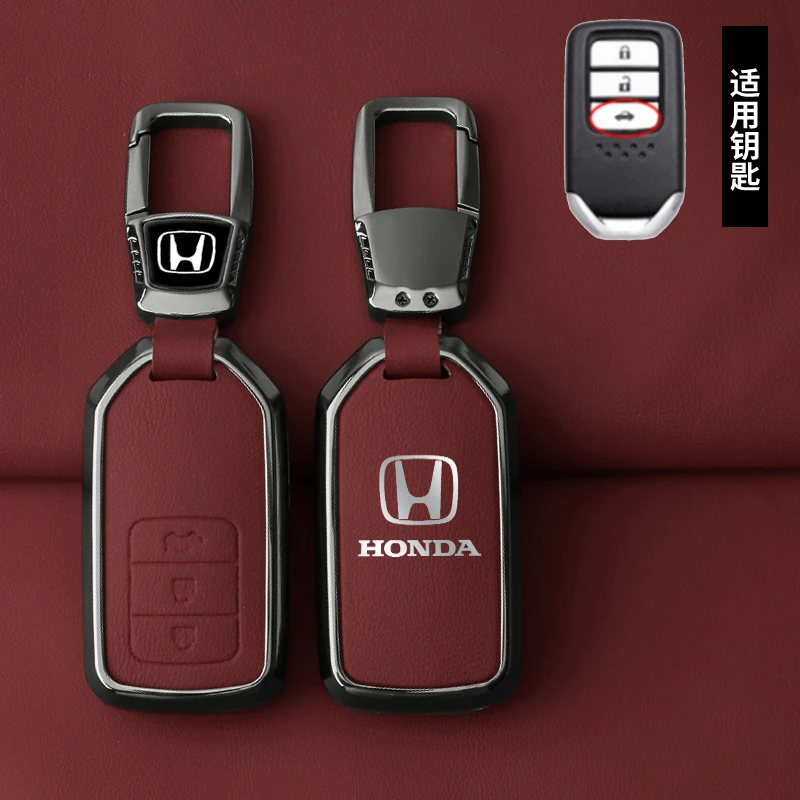 zinc alloy leather car key case cover shell holder for honda vezel city civic jazz brv br v hrv protector keychain accessories zinc alloy leather car key case cover shell holder for honda vezel city civic jazz brv br v hrv protector keychain accessories