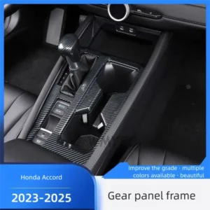 carbon fiber style interior center console gear shift box panel cover trim for honda accord hybrid 2023 2024 2025