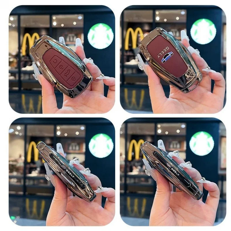 car remote key cover case fob shell for geely coolray geometry c mongaro starray gx3 gx7 x6 pro emgrand 2024 fob holder shell car remote key cover case fob shell for geely coolray geometry c mongaro starray gx3 gx7 x6 pro emgrand 2024 fob holder shell