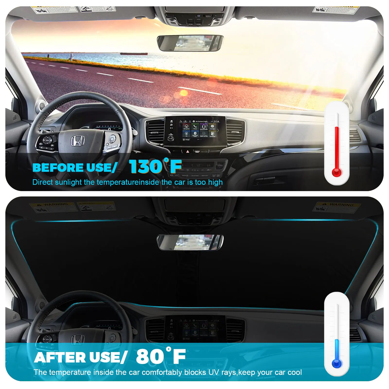 custom fit for honda pilot 2016 2025 car front windshield sun shade uv rays block cover custom fit for honda pilot 2016 2025 car front windshield sun shade uv rays block cover