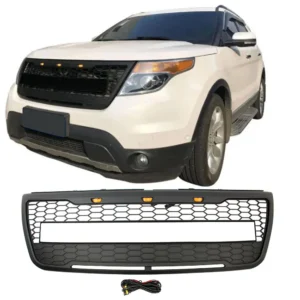 off road parts abs black front upper bumper grille grill for ford explorer 2011 2015 with led lights