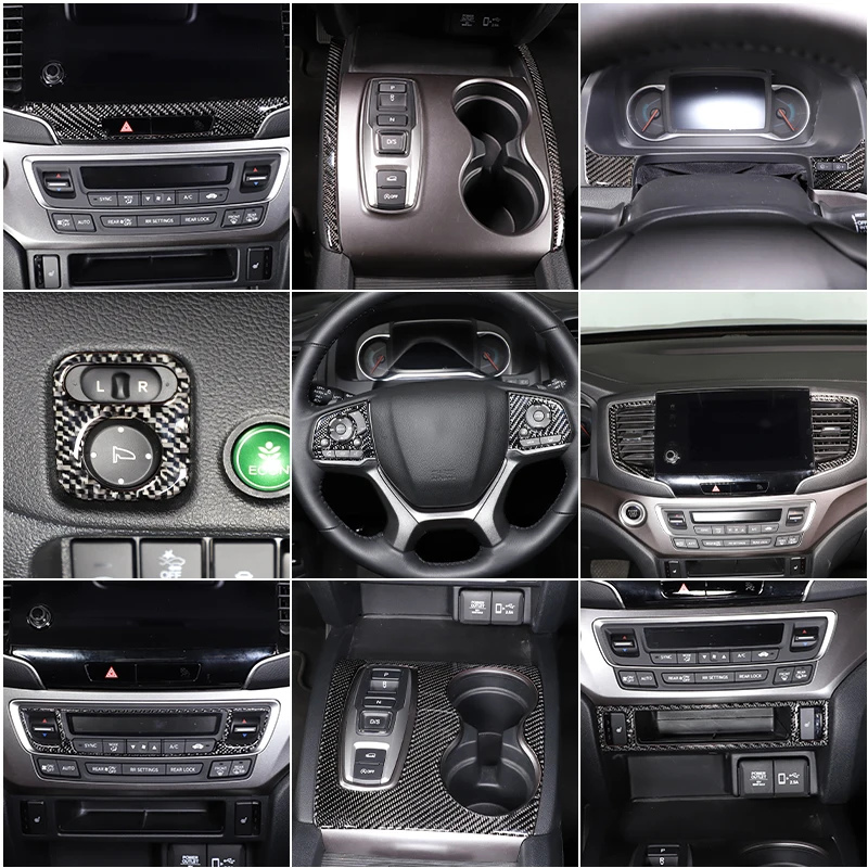 whole interior stickers for honda pilot 2015 2022 black carbon fiber car dash trim gear shift console cover molding whole interior stickers for honda pilot 2015 2022 black carbon fiber car dash trim gear shift console cover molding