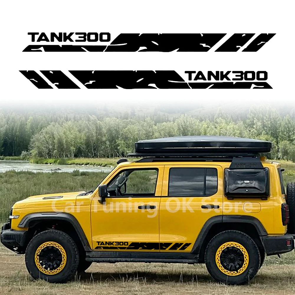 2pcs for gwm tank 300 car side door body stickers sport stripe style decals modification stickers 2pcs for gwm tank 300 car side door body stickers sport stripe style decals modification stickers