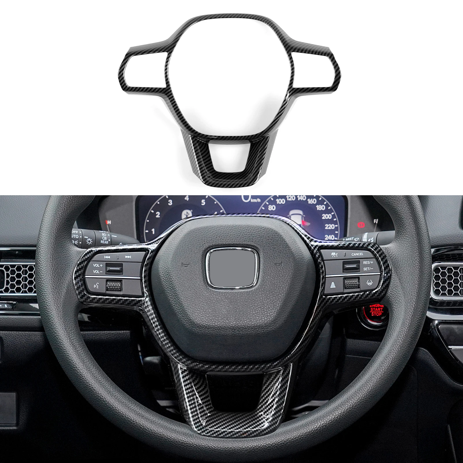 for honda civic 11th gen (2022 2026) , steering wheel trim, center console gear shift panel ,carbon fiber abs sticker for honda civic 11th gen (2022 2026) , steering wheel trim, center console gear shift panel ,carbon fiber abs sticker