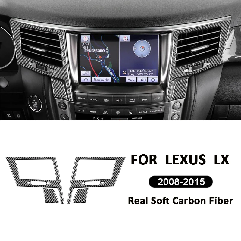 2pcs for lexus lx 2008 2015 carbon fiber automotive interior central console air conditioning outlet frame decoration stickers 2pcs for lexus lx 2008 2015 carbon fiber automotive interior central console air conditioning outlet frame decoration stickers