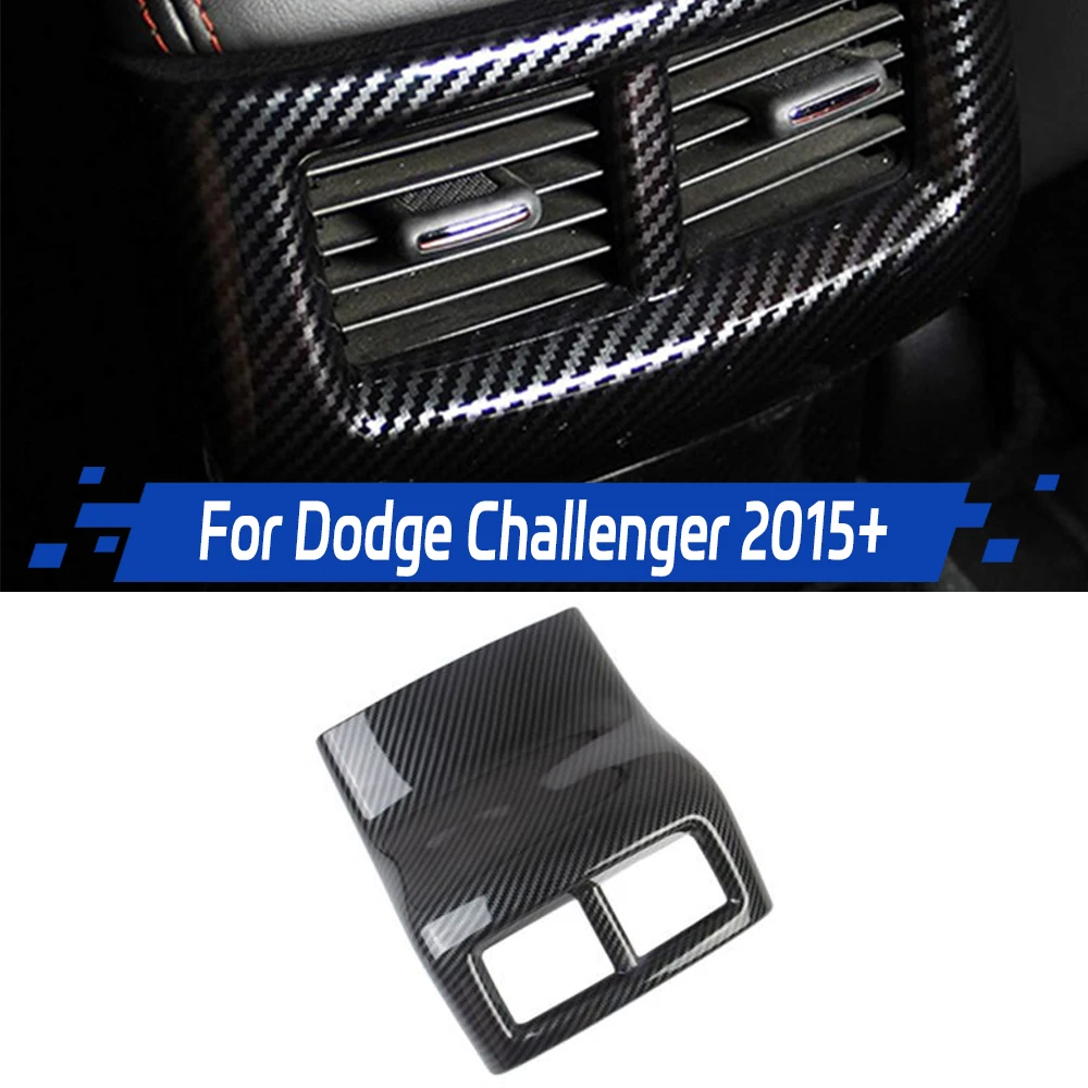 carbon fiber look armrest box rear air conditioning ac vent air outlet cover trim accessories for dodge challenger 2015+ carbon fiber look armrest box rear air conditioning ac vent air outlet cover trim accessories for dodge challenger 2015+