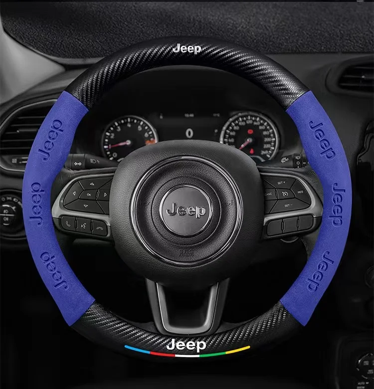jeep grand cherokee wrangler renegade patriot commander compass wagoneer gladiator carbon fiber suede car steering wheel cover jeep grand cherokee wrangler renegade patriot commander compass wagoneer gladiator carbon fiber suede car steering wheel cover
