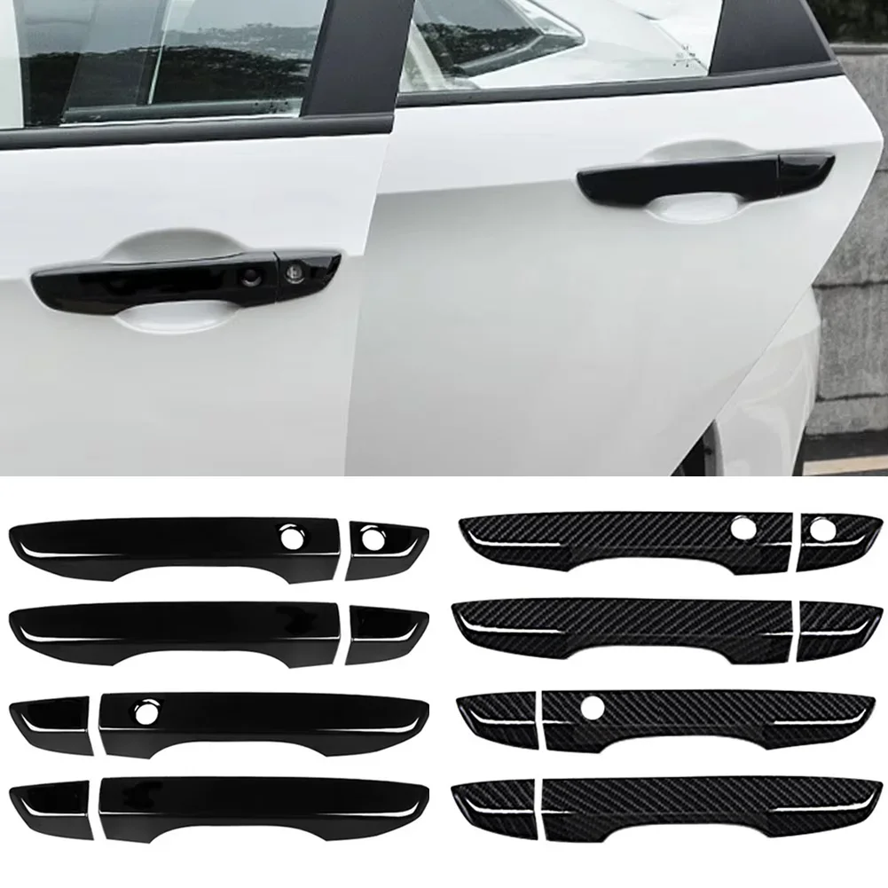 carbon fiber style black for honda civic 10th gen 2016 2021 car exterior door handle moulding cover trim keyless entry decor carbon fiber style black for honda civic 10th gen 2016 2021 car exterior door handle moulding cover trim keyless entry decor