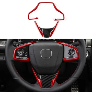 for honda civic 10th gen (2016 2021) cr v(2017 2022) interior accessories, car steering wheel panel, carbon fiber abs sticker