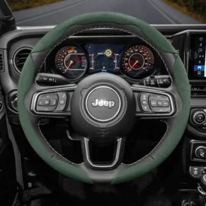 suitable for jeep anti slip buckle segmented suede steering wheel cover suitable for compass renegade wrangler jk jl grand cherokee wk2 wj xj avenger commander wagoneer