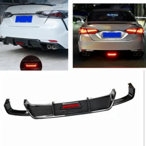 car rear bumper diffuser lip guard splitter w/ led light for toyota camry sport se xse 2018 2023