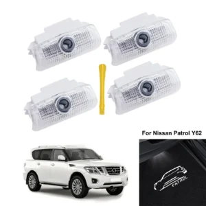4pcs for nissan patrol y62 car welcome lights led door projector shadow lights for patrol y62 2010 2022 2021 2020 2019 2011 2012