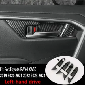 for toyota rav4 xa50 2019 2020 2021 2022 2023 2024 abs carbon fiber style car door interior handle bowls decoration cover