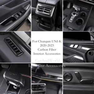 carbon fiber car air condition outlet console gear shift head window lift trim panel interior accessories for changan unik uni k