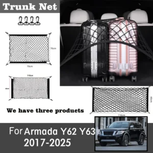car trunk mesh net for nissan armada patrol y62 y63 2017 2025 accessories nylon storage rear back cargo luggage nets bag parts