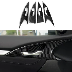 for honda civic 10th gen (2016 2021) trim accessories, car inner door bowl panel, carbon fiber abs interior sticker