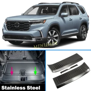 stainless steel car rear bumper trunk sill scuff protector for honda pilot 2023 2024 2025 luggage entry guard trim accessories