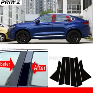 for geely tugella xingyue fy11 2019 2020 black pc car door window middle column trim decoration strip protection stickers