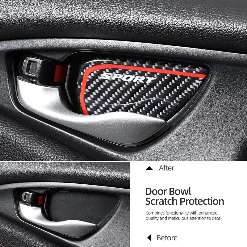 for honda civic 10th gen 2016 2021 carbon fiber door handle bowl cover trim sticker tuning protection car interior for honda civic 10th gen 2016 2021 carbon fiber door handle bowl cover trim sticker tuning protection car interior