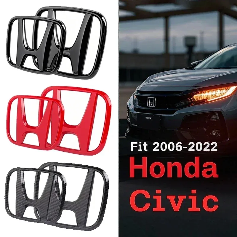 upgrade abs 5 colors(carbon fiber/red) for honda civic emblem badges kit 8/9.5/10/11 gen 2006 2022, front+rear logo replacement upgrade abs 5 colors(carbon fiber/red) for honda civic emblem badges kit 8/9.5/10/11 gen 2006 2022, front+rear logo replacement