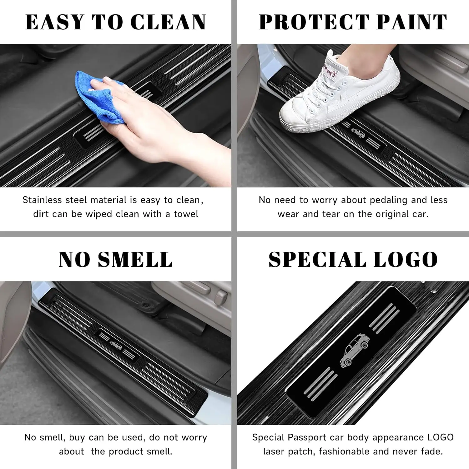 door sill protector for honda pilot 2016 2022 stainless steel material black brushed car door threshold protection door sill protector for honda pilot 2016 2022 stainless steel material black brushed car door threshold protection