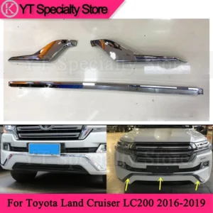 car styling abs chrome front bumper lip molding strips trim for toyota land cruiser lc200 2016 2019 (middle east edition)