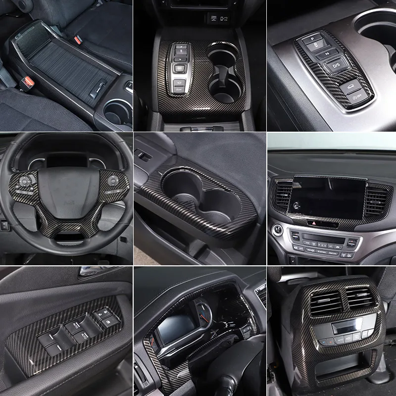 abs carbon fiber for honda pilot 2015 2022 gear shift panel glass lifting button decorative frame sticker interior abs carbon fiber for honda pilot 2015 2022 gear shift panel glass lifting button decorative frame sticker interior