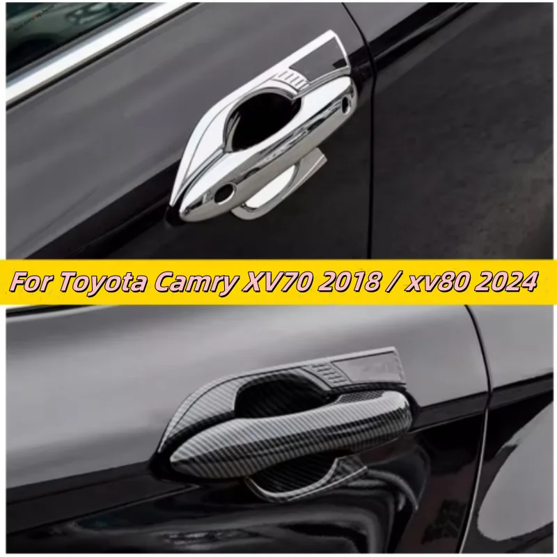 abs chrome carbon fiber outer door handle clasing bowl covers trim fit for toyota camry xv70 2018 2023 car abs chrome carbon fiber outer door handle clasing bowl covers trim fit for toyota camry xv70 2018 2023 car